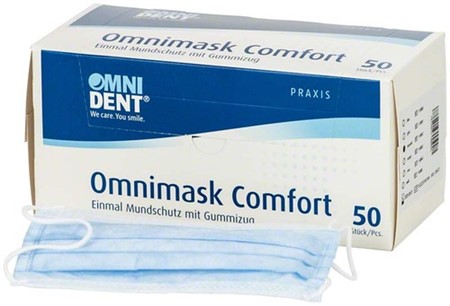 Munskydd Omnimask Comfort gummiband 50st blå EN14683 type IIR
