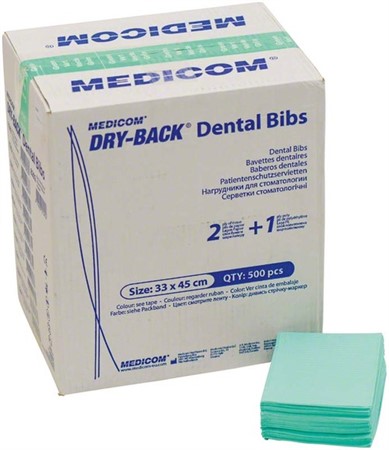 Dry-Back Dental Bibs 33 x 45 cm grön 500st